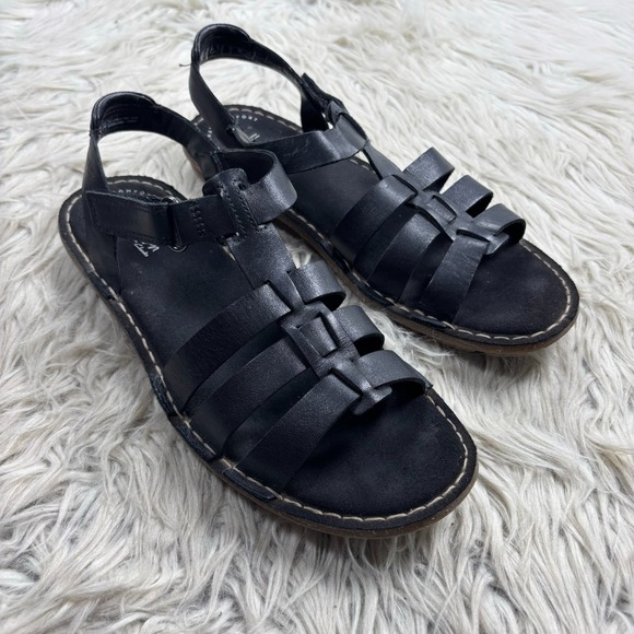 Clarks Shoes - Clarks Women's 8 Black Leather Fisherman Sandals Coastal Preppy Nautical